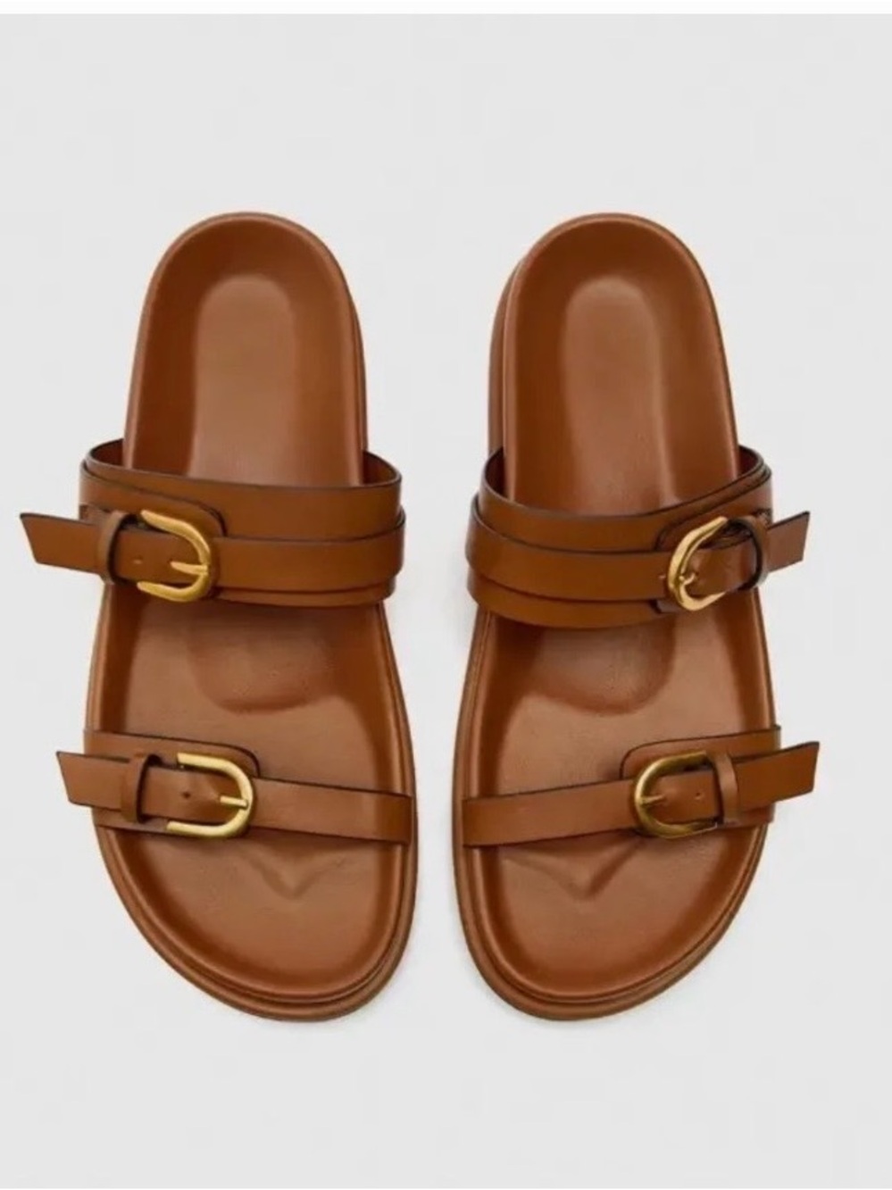 Steve Madden Zina Cognac Lea Leather Slide Sandals - Picture 2 of 6